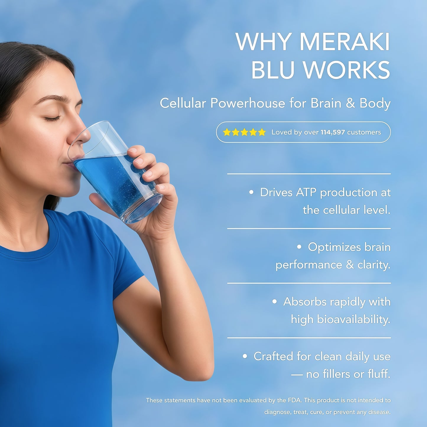 Meraki Blu USP Grade Methylene Blue Solution – Third-Party Tested 1% Liquid Formula, High Purity Blue Formula, 30ml Glass Dropper Bottle